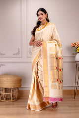 Brocade Paithani Handloom Pure Silk With Stitched Blouse AUS