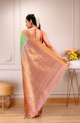 Gadwal Handloom Pure Silk Pista Aboli Combo AUS