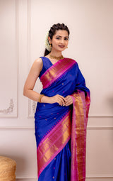 Gadwal Handloom Pure Silk With Pre-Stitched Blouse AUS