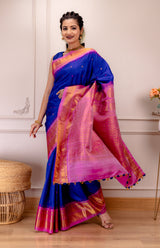 Gadwal Handloom Pure Silk With Pre-Stitched Blouse AUS