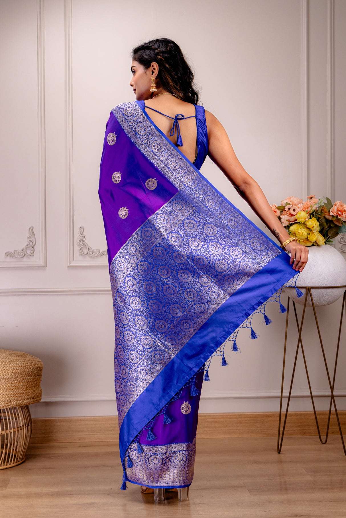 Banarasi Katan Silk Kaduwa Motifs With Pre-Stitched Blouse AUS