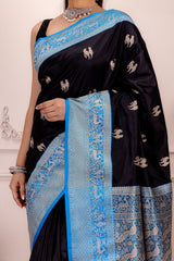  banarasi katan silk saree with pre stitched blouse