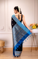  banarasi katan silk saree with pre stitched blouse