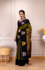 Gadwal Handloom Pure Silk in a contemporary style With Stitched Blouse AUS