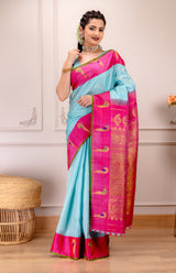 Gadwal Handloom Pure Silk turning borders AUS