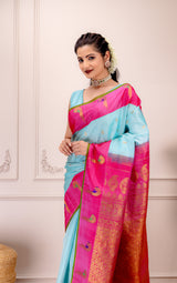 Gadwal Handloom Pure Silk turning borders AUS