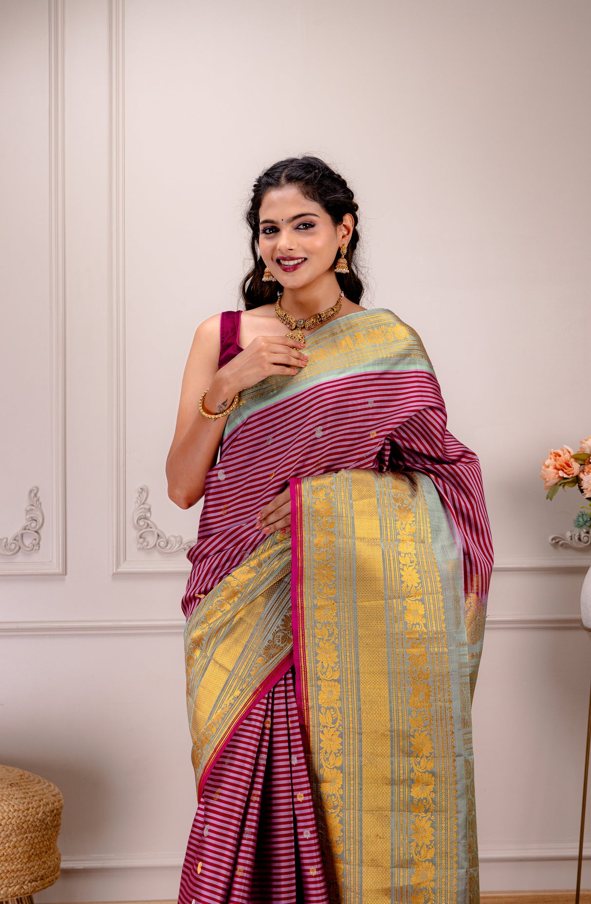 Gadwal Handloom Pure Silk long borders AUS