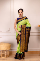 Gadwal Handloom Pure Silk With Pre-Stitched Blouse AUS