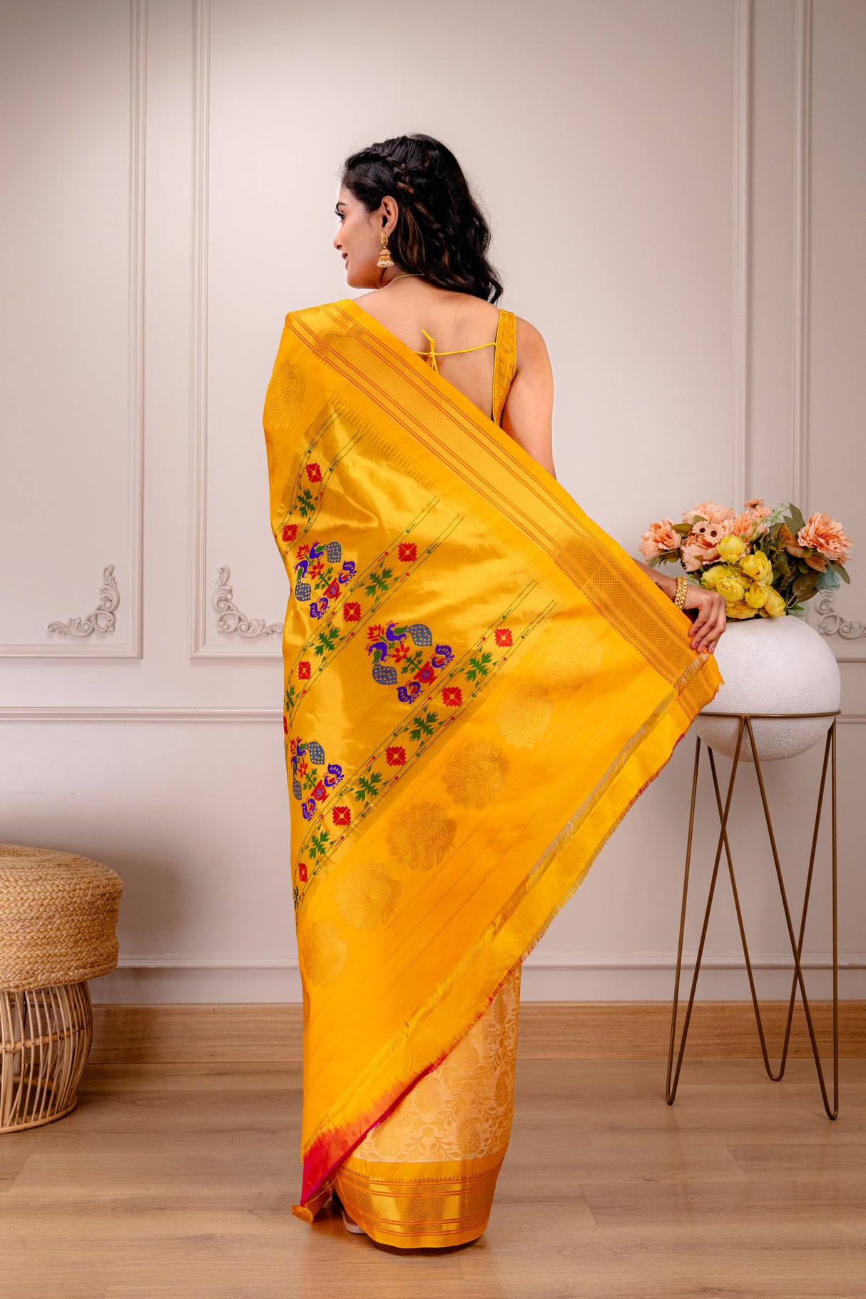 Brocade  Maharani Paithani Handloom Pure silk AUS