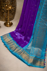 Gadwal handloom Pure Silk Purple Blue 