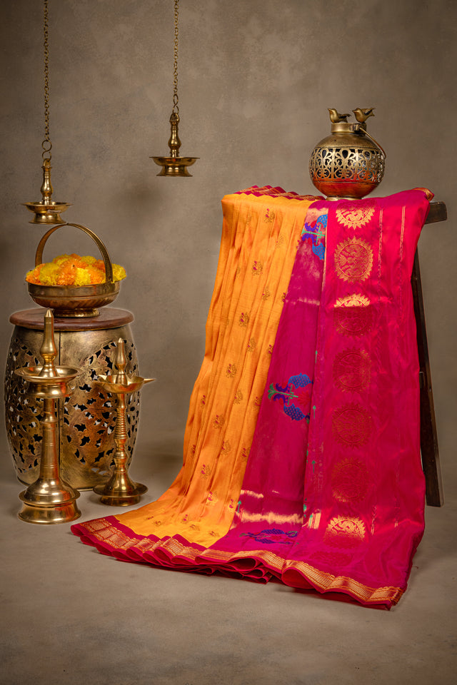 Maharani Paithani Kadiyal handloom Pure Silk 