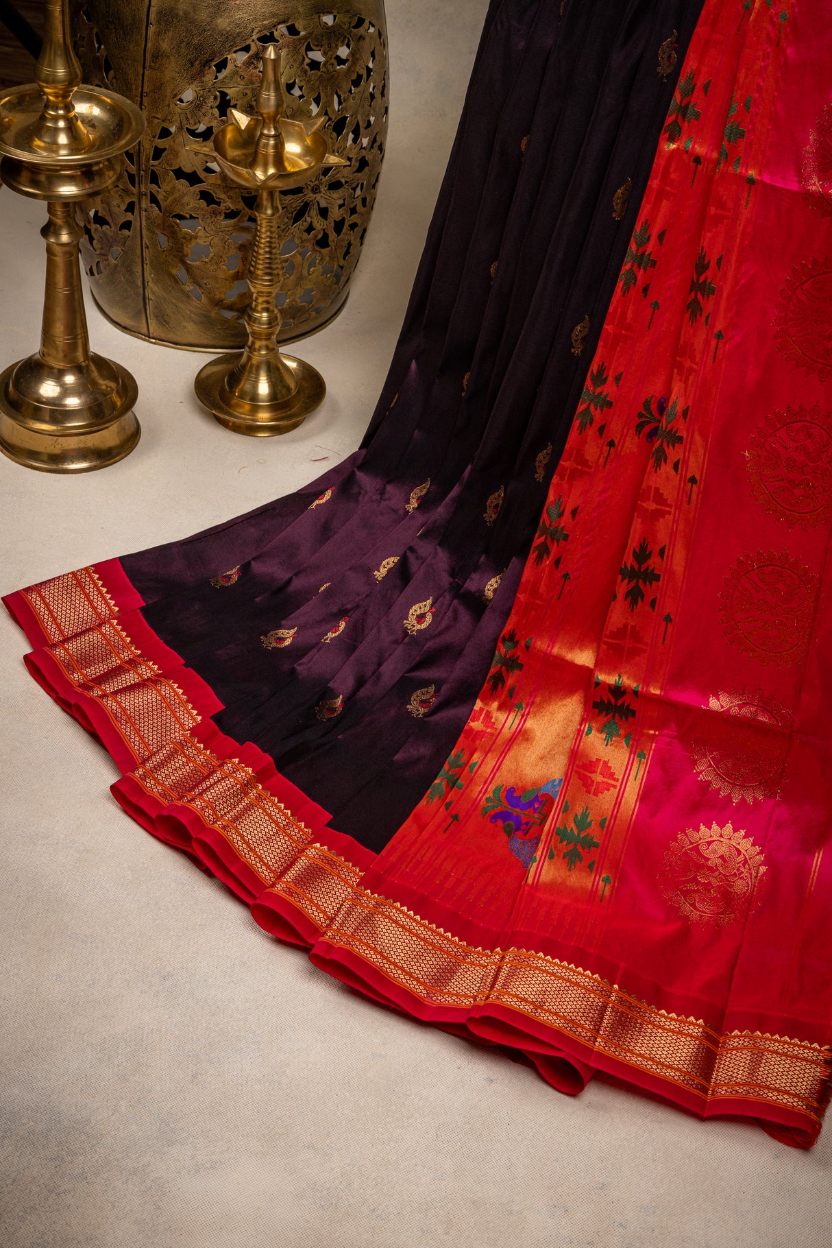 Maharani Paithani kadiyal Handloom Pure Silk