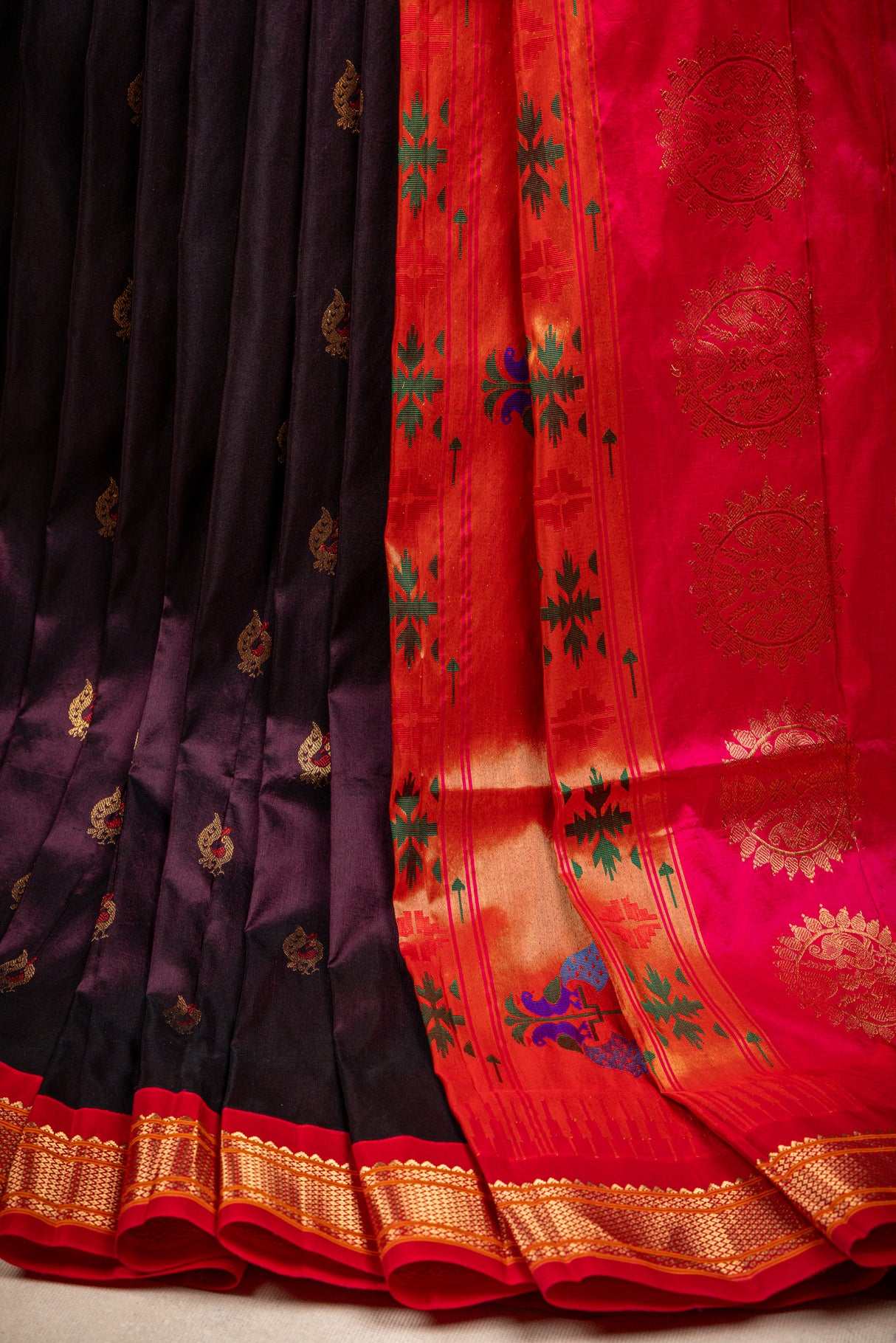 Maharani Paithani kadiyal Handloom Pure Silk