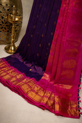 Gadwal handloom Pure Silk Purple Rani Pink