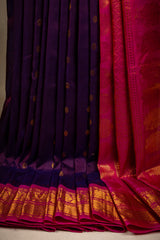 Gadwal handloom Pure Silk Purple Rani Pink