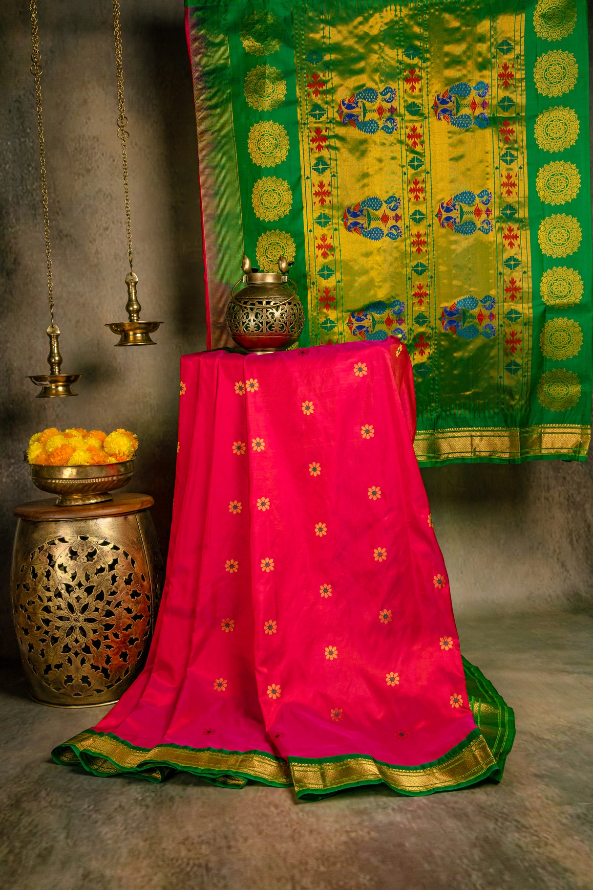 Maharani Paithani Handloom Kadiyal Pure Silk saree