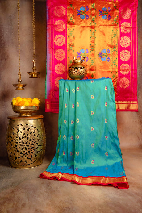 Maharani Paithani Handloom Kadiyal Pure Silk saree