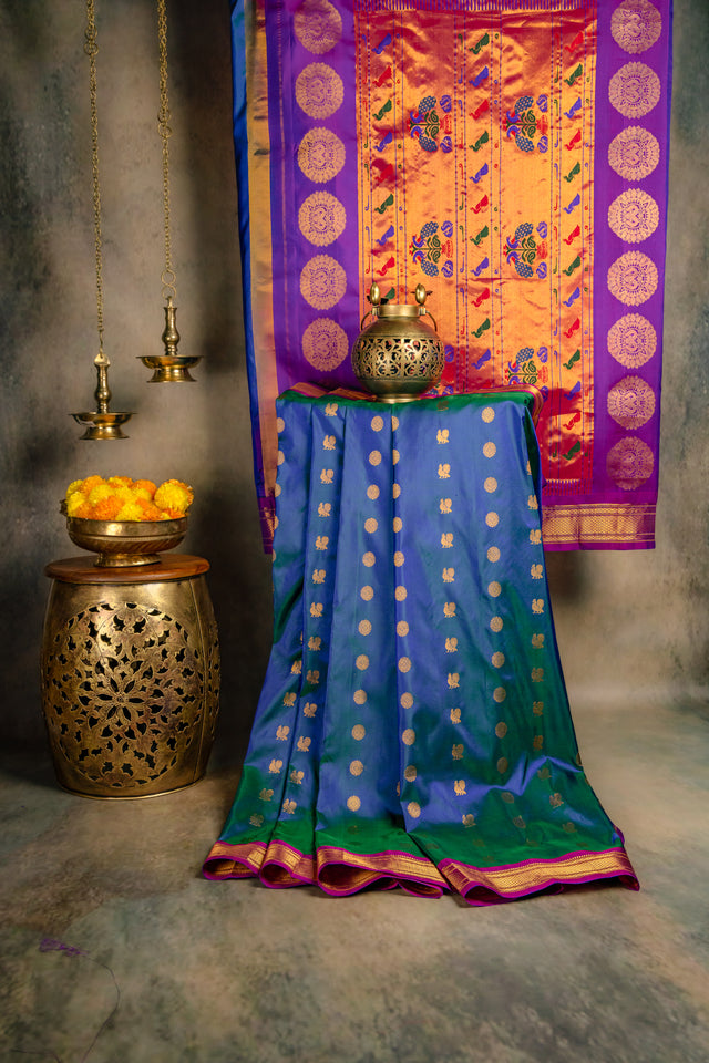 Maharani Paithani Handloom Kadiyal Pure Silk saree