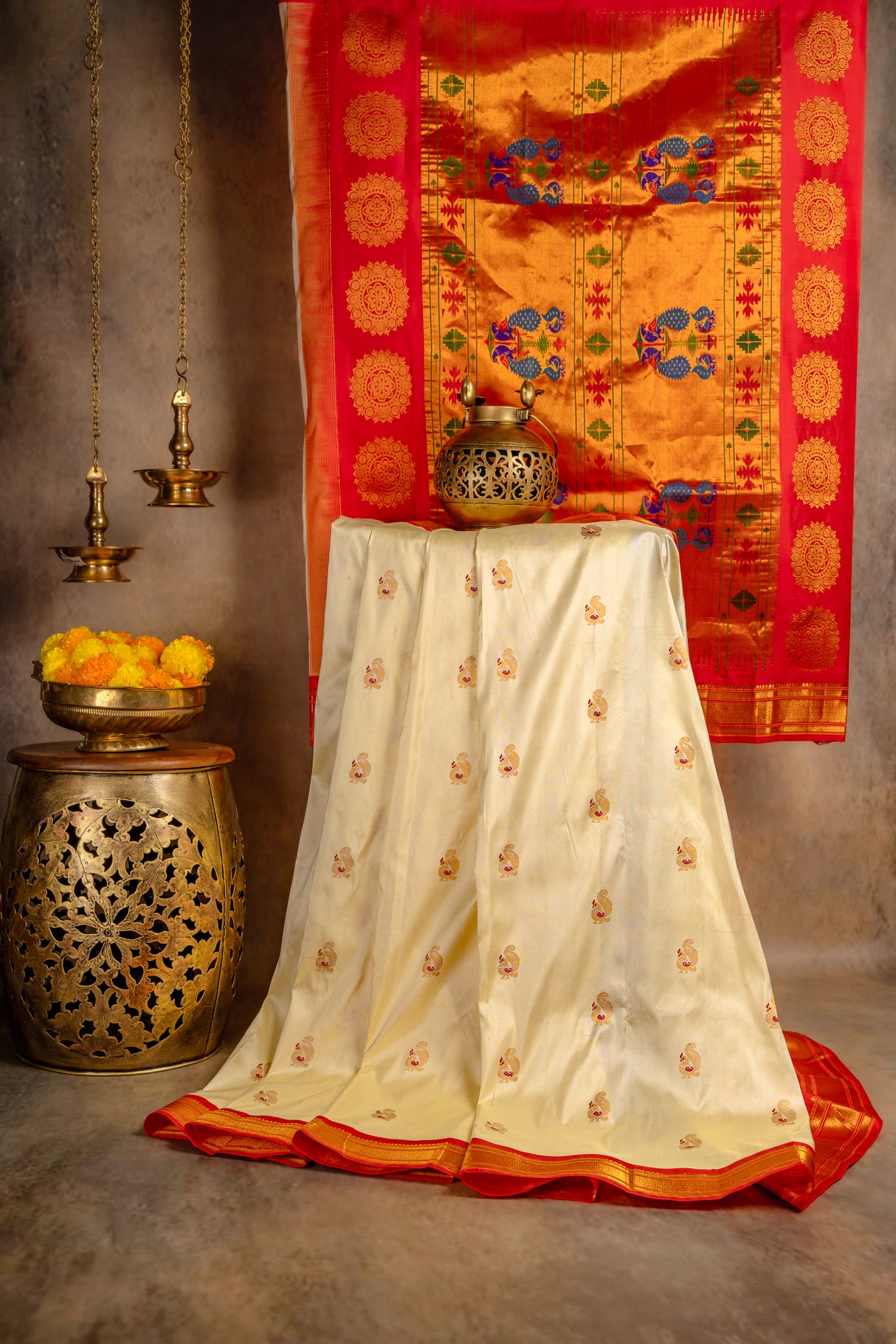 Maharani Paithani Handloom Kadiyal Pure Silk saree 