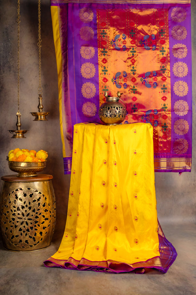 Maharani Paithani Handloom Kadiyal Pure Silk saree 