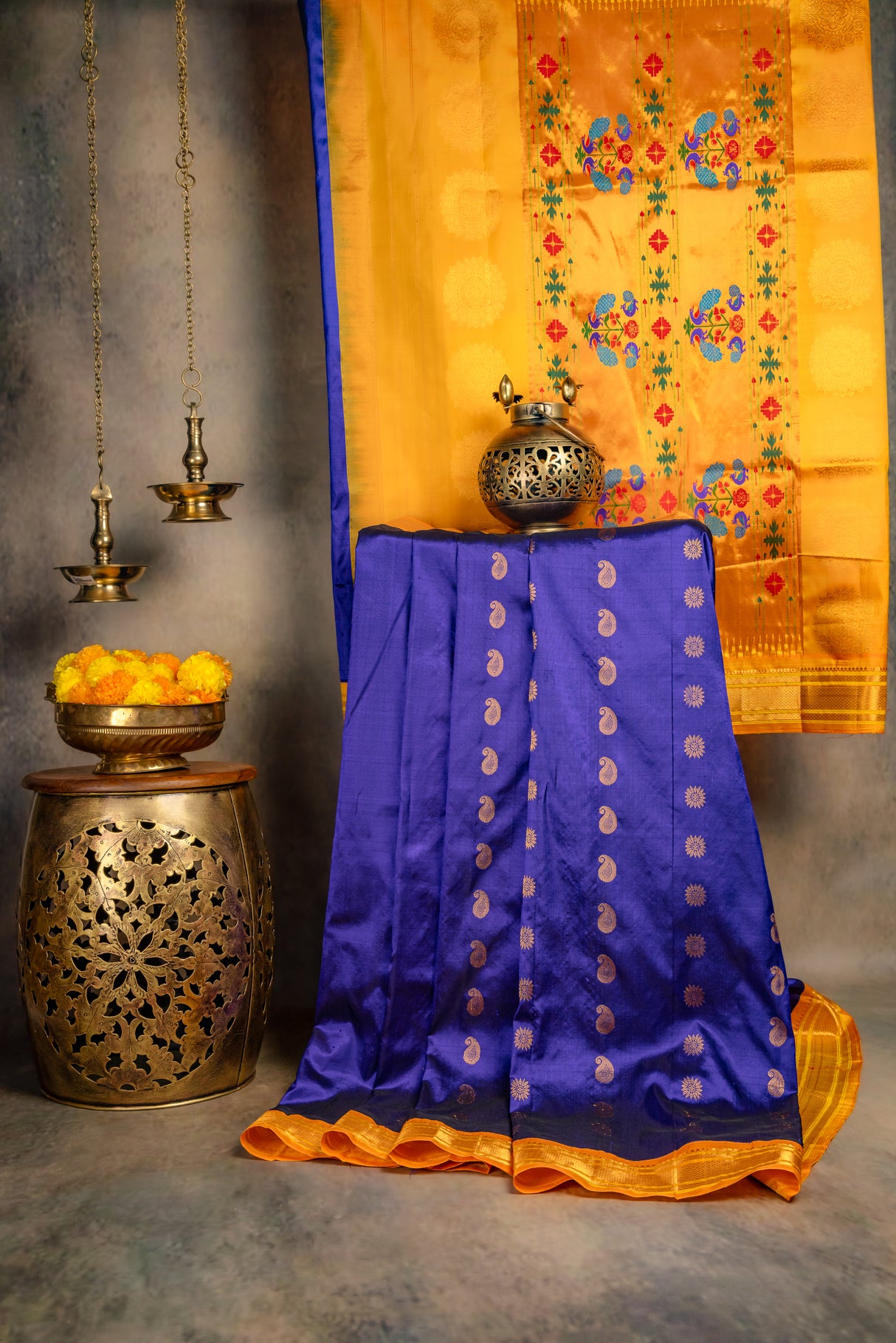 Maharani Paithani Handloom Kadiyal Pure Silk saree 