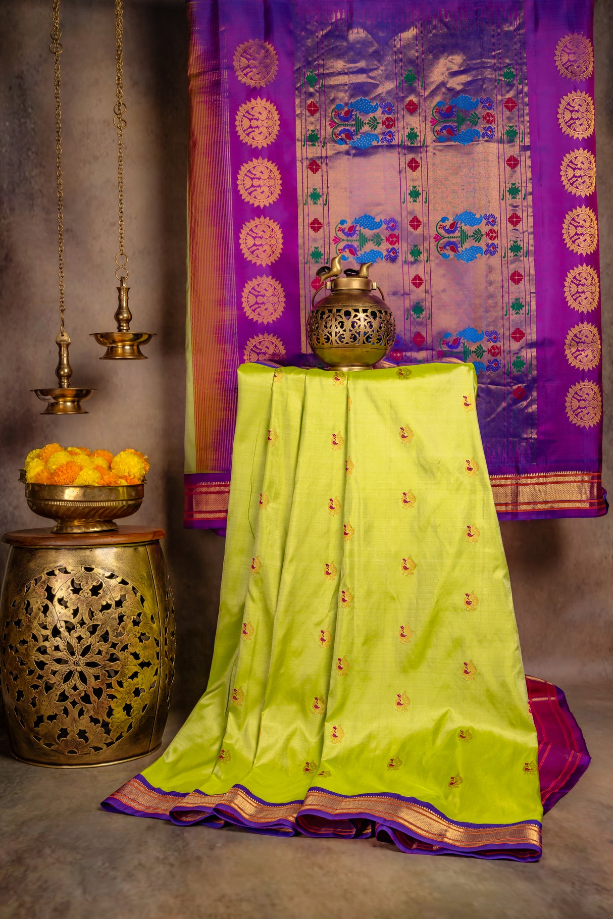 Maharani Paithani Handloom Kadiyal Pure Silk saree 