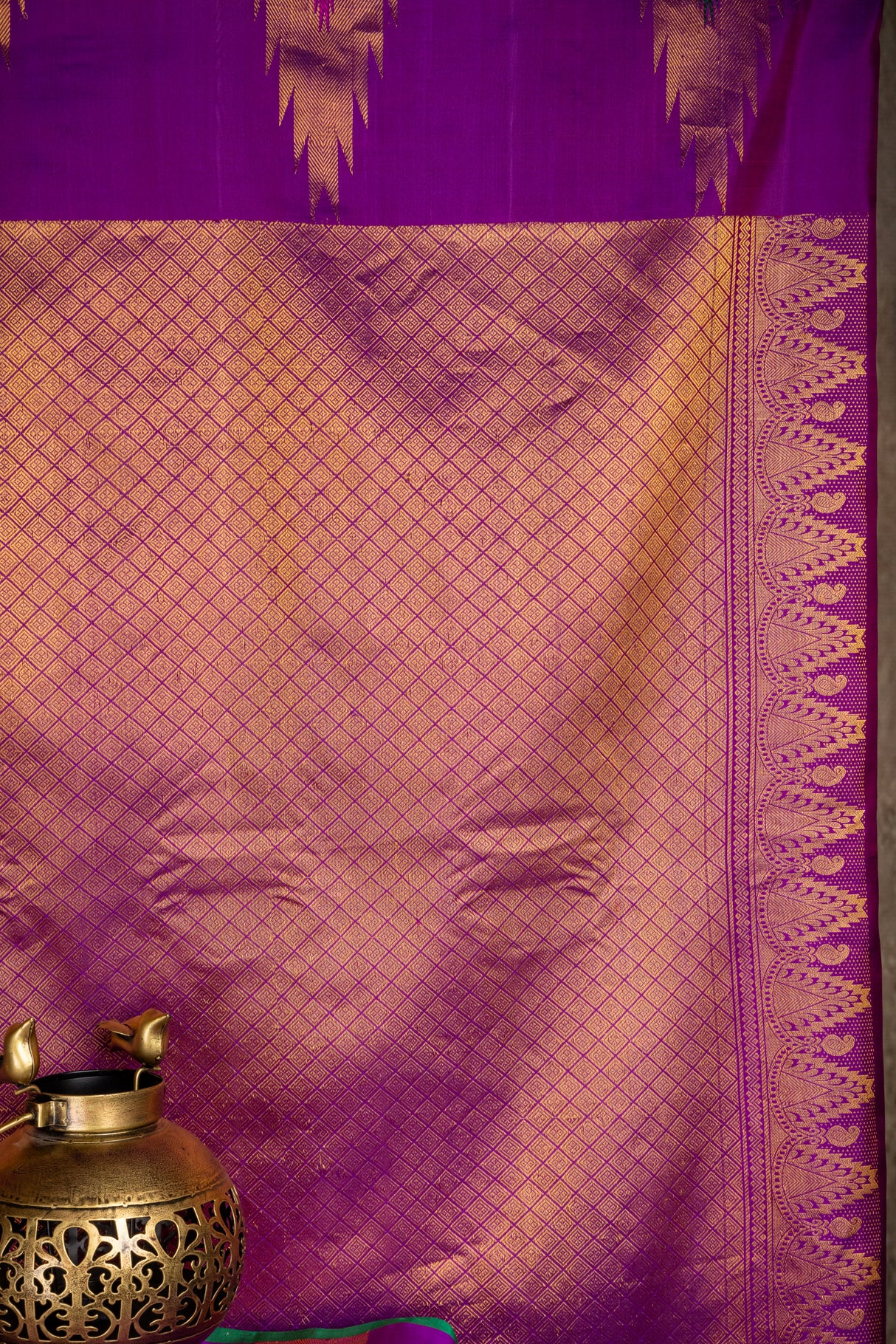 Gadwal Pure Silk saree Purple Temple