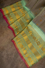 Gadwal Handloom Pure Silk Horizontal Stripes saree