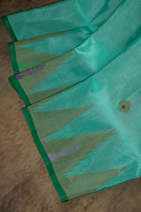 Gadwal Temple Border Turquoise Pure Silk saree