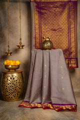 Seco Gadwal grey with Magenta Purple saree