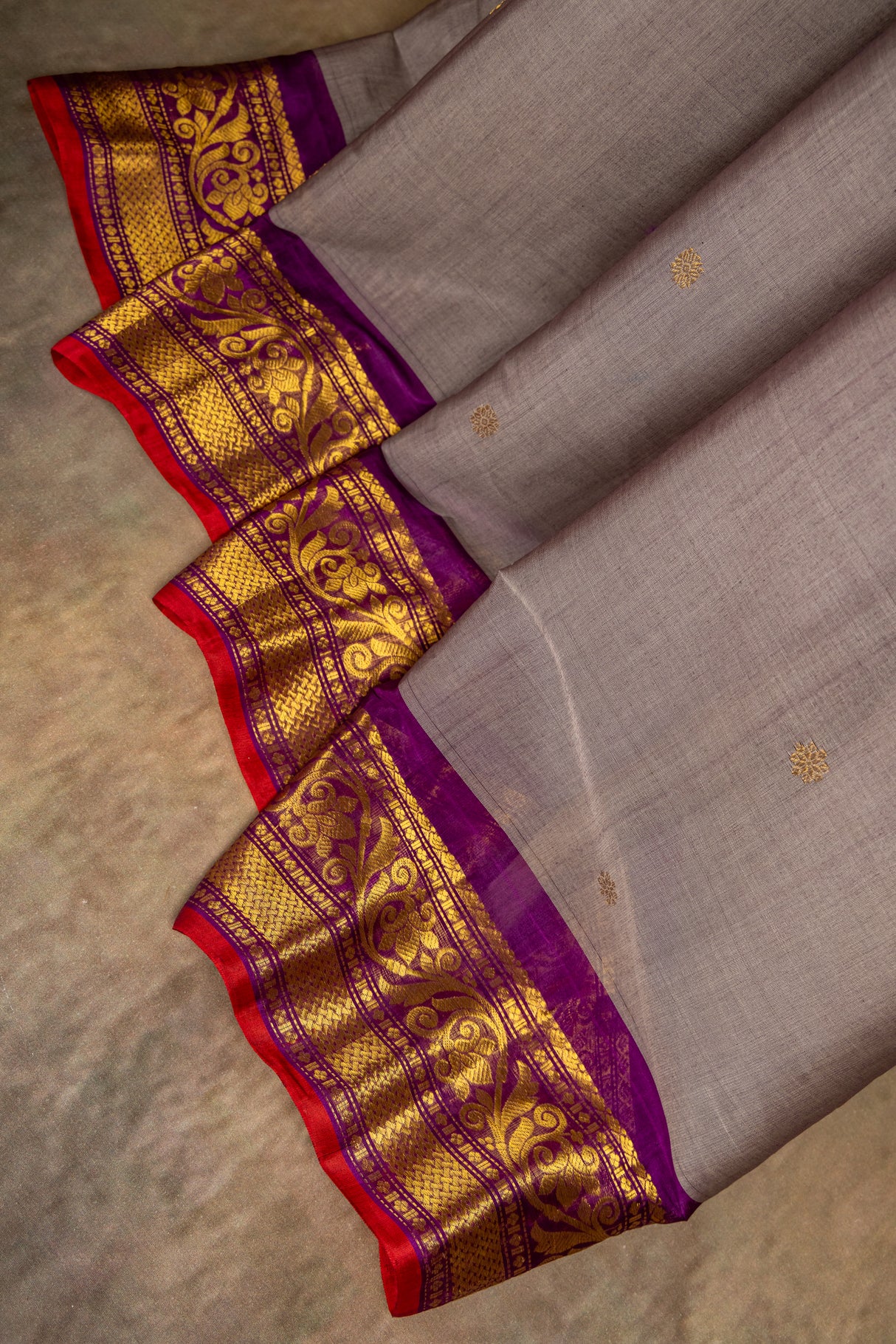 Seco Gadwal grey with Magenta Purple saree