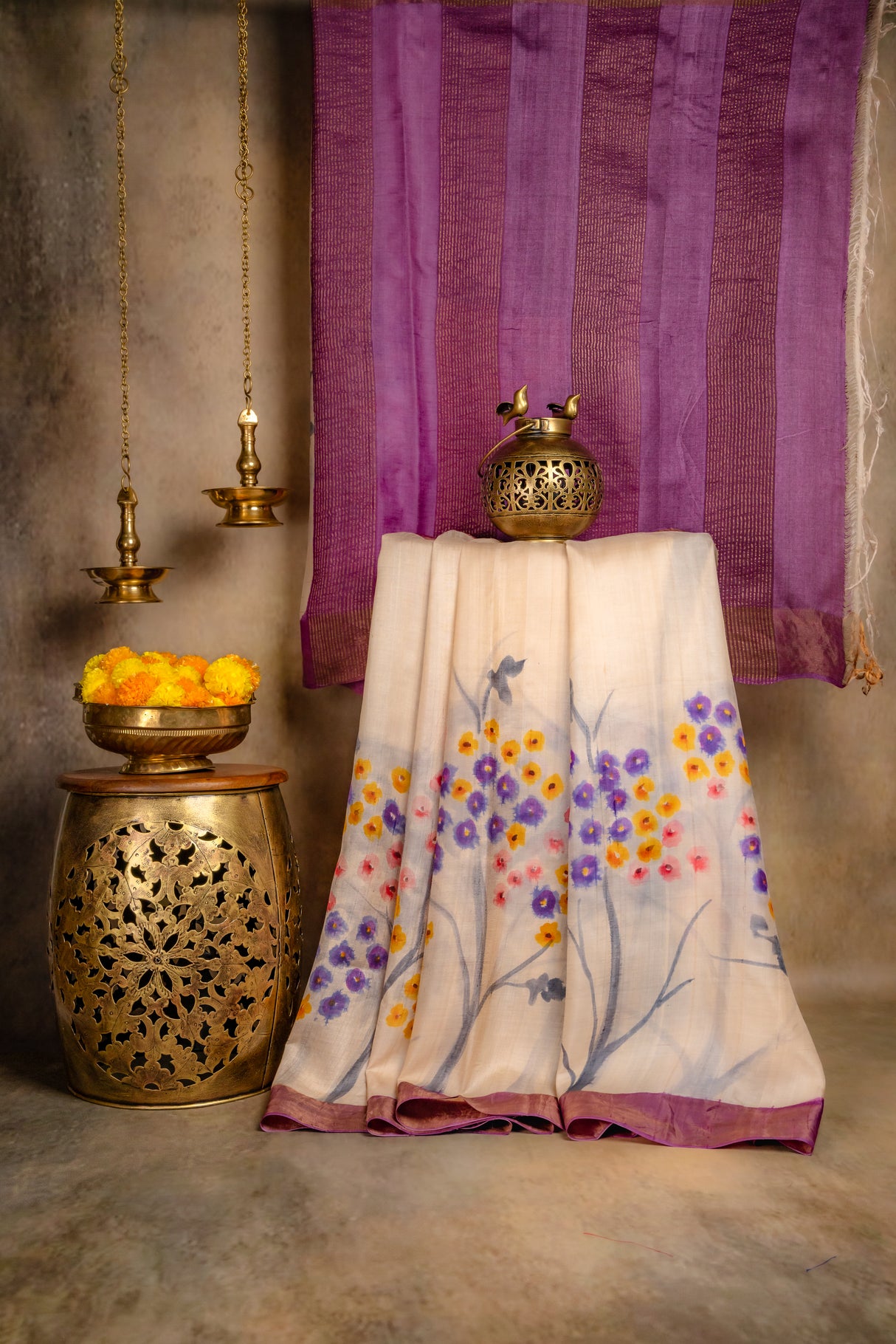 Hand Painted Tussar Silk