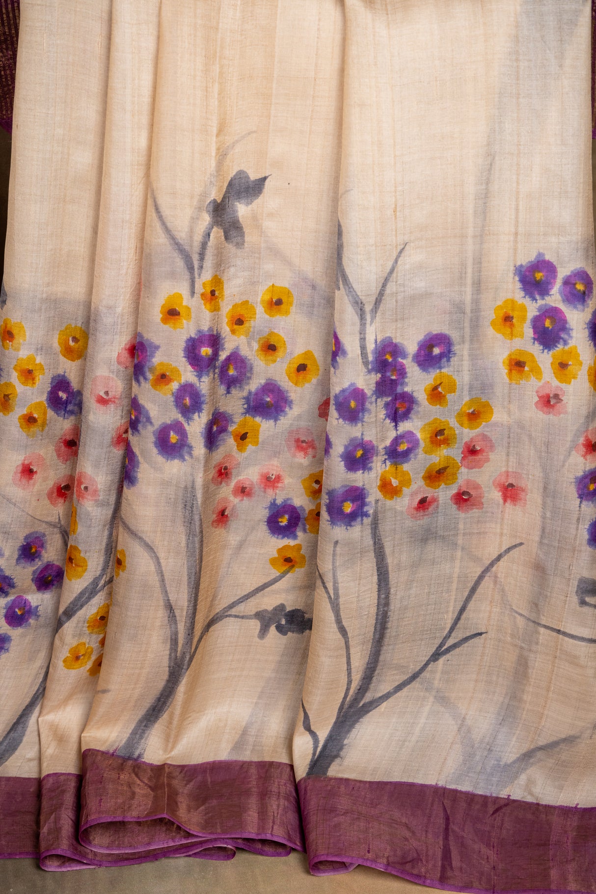 Hand Painted Tussar Silk