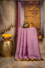 Seco Gadwal Lavender with Navy Blue saree