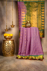 Seco Gadwal Lavender With Green saree