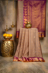 Seco Gadwal Grey with Lavender hue and Magenta saree