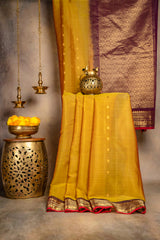 Seco Gadwal Yellow With Kokum Color saree