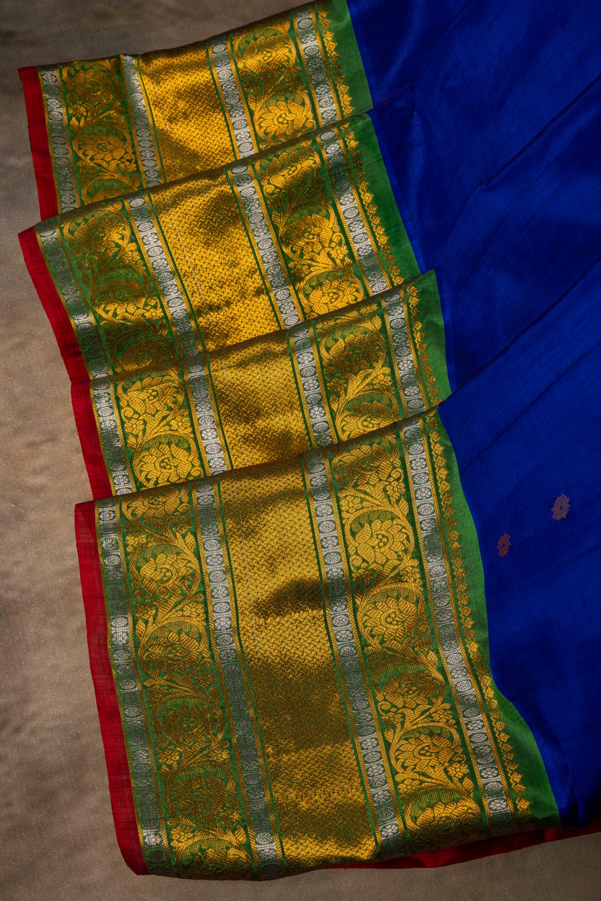 Seco Gadwal Long Border Royal Blue With Green Combo AUS