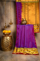 Seco Gadwal Purple With Green saree