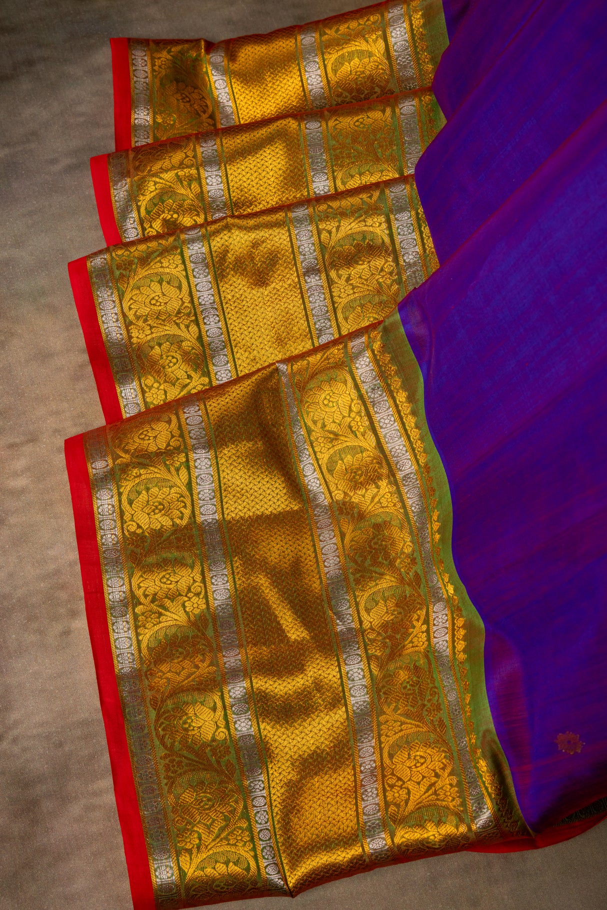 Seco Gadwal Purple With Green saree