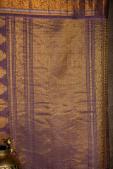 Seco Gadwal Grey With Baby Pink saree