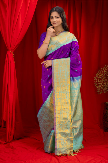  Gadwal Handloom Pure Silk saree with long border