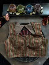 Stripes Tissue Closed Shoulder Sleeveless Blouse 36