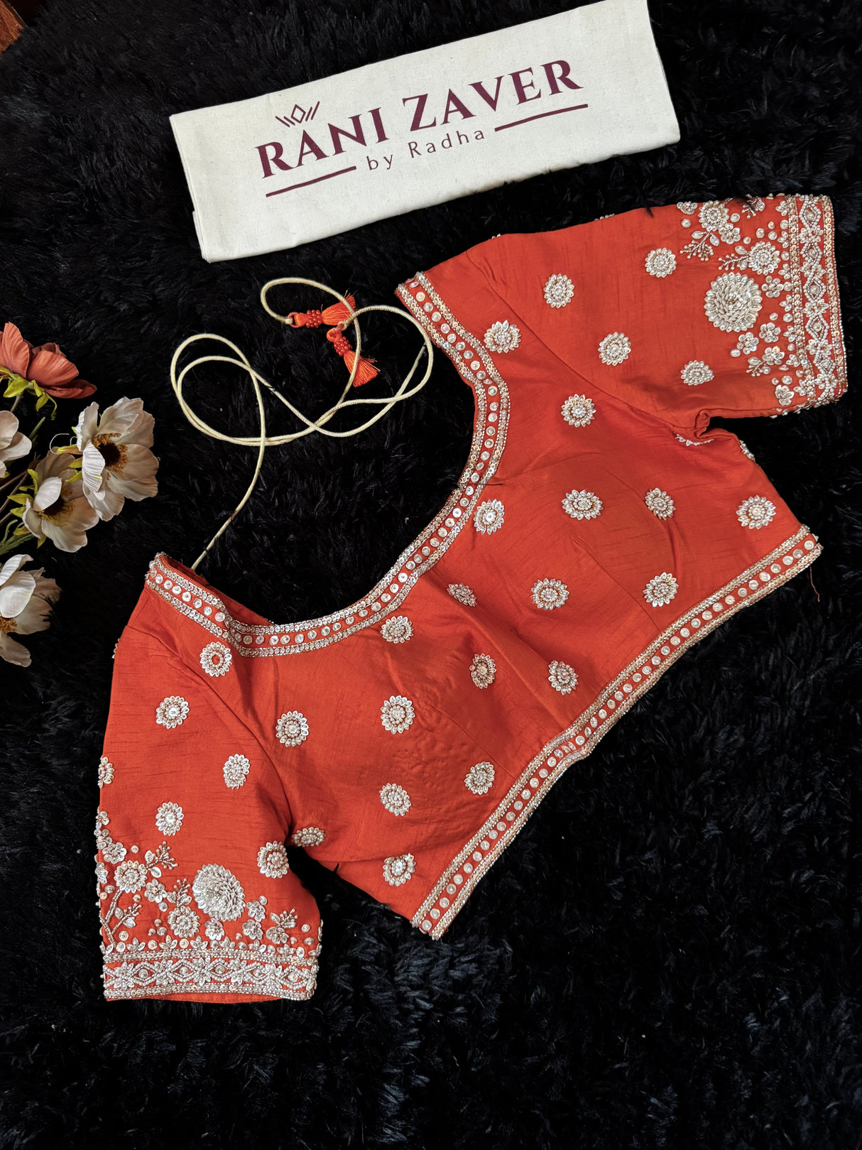 Rust Munga Silk With Heavy Embroidered Blouse