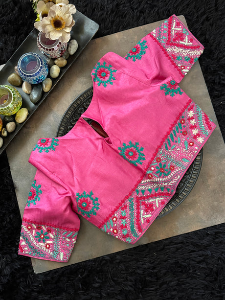 Black Gachi Tussar Lambani Shibori
