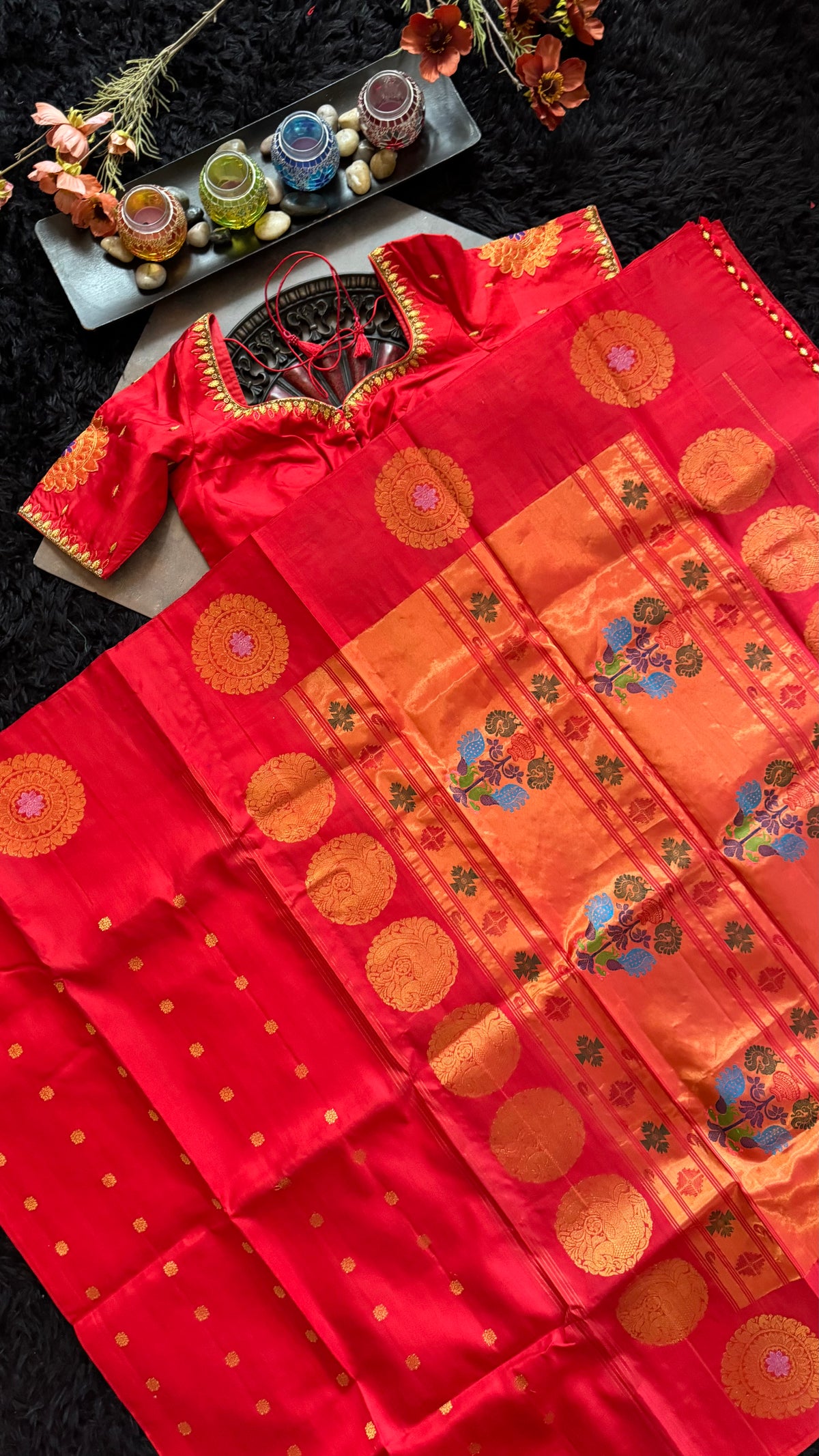 Red Maharani Paithani Handloom Pure Silk