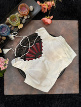 Ivory Satin Sleeveless scalloped V neck Blouse 38