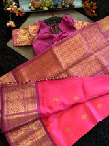 Pink Magenta Gadwal Handloom Pure Silk
