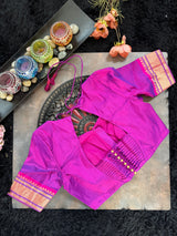 Purple Magenta Dual shade Yeola Paithani Narali Border Handloom Pure Silk