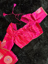 Kuttu Gadwal Handloom Pure Silk Dark Chilli Red Pink